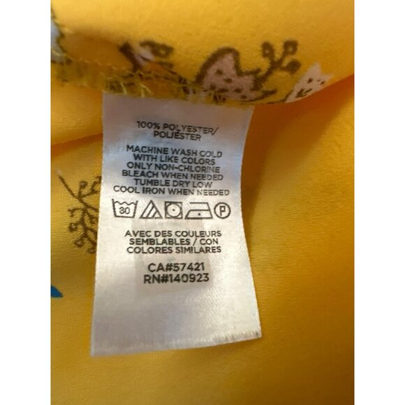 LOFT Outlet Large Yellow Floral Button-Down Blouse V-Neck Sheer Cottage Career - Picture 4 of 5